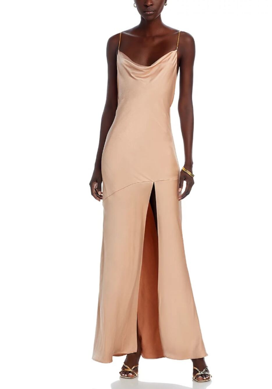GENERATION LOVE WOMENS LARGE EVIE SATIN TERRACOTTA MAXI DRESS GOWN TINY FLAW